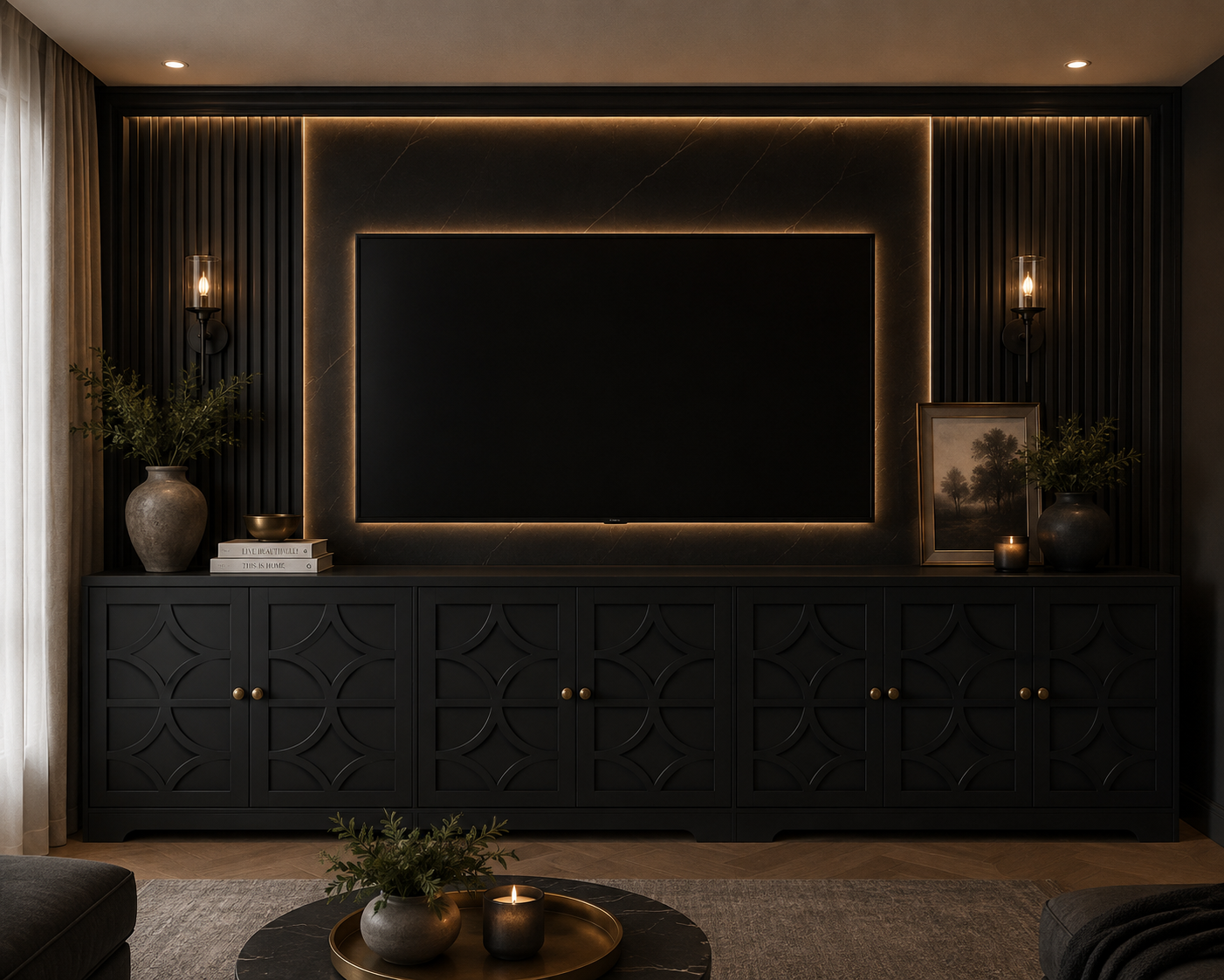 Dark custom media wall